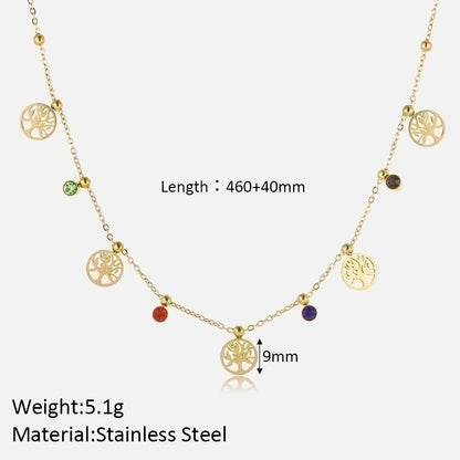 304 Stainless Steel Minimalist Shiny Polishing Plating Bc1035 Lucky Tree Pendant Necklace