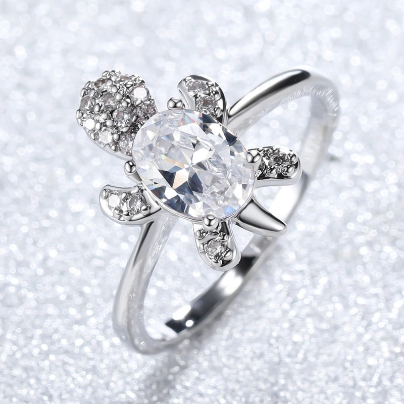 Minimalist Animal Copper Plating Inlay Artificial Gemstones Rings