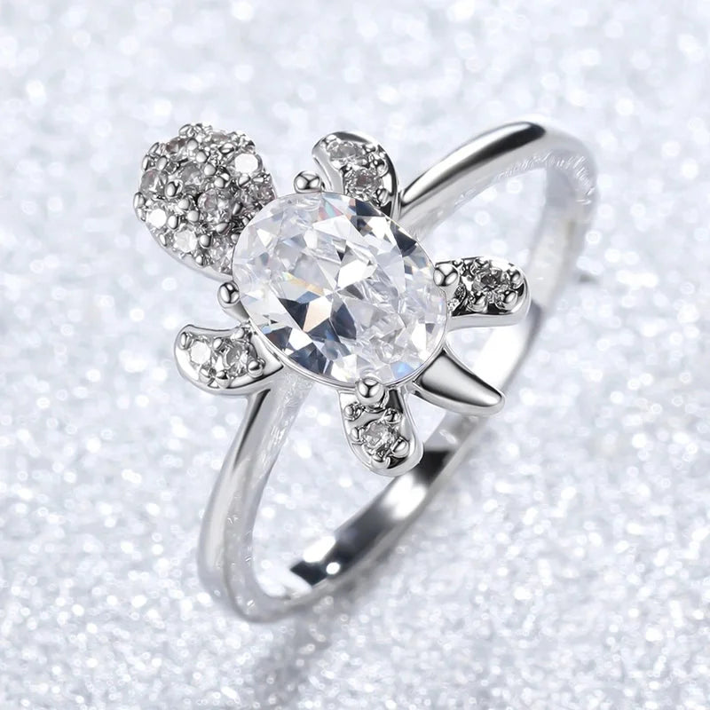 Minimalist Animal Copper Plating Inlay Artificial Gemstones Rings