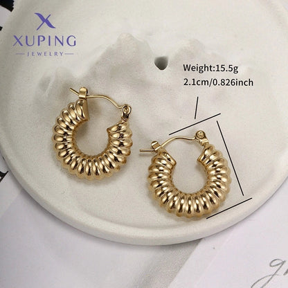 2 Pieces Retro XUPING Minimalist Geometric Knot Plating 304 Stainless Steel 18K Gold Plated Earrings