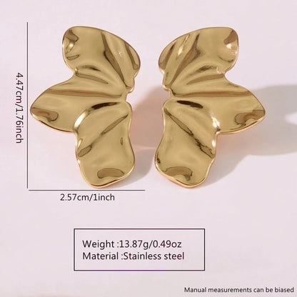 1 Pair French Style Sweet Horns Flower Asymmetrical 304 Stainless Steel Imitation Gold Ear Studs