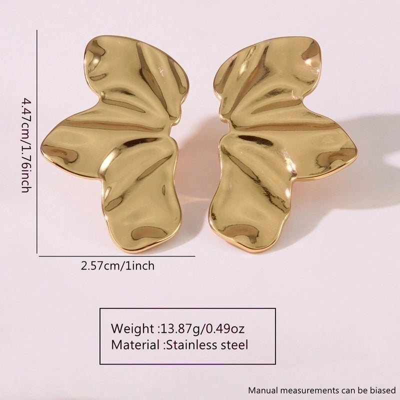 1 Pair Elegant French Style Sweet Geometric Flower 304 Stainless Steel Imitation Gold Ear Studs