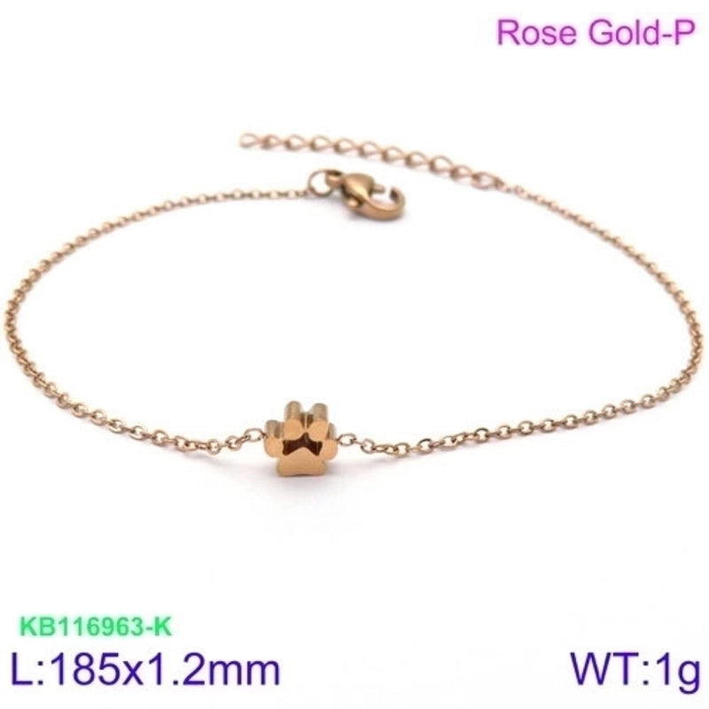 Minimalist Korean Style Animal Paw Print Titanium Steel 18K Gold Plated Plating Bracelets Earrings Necklace