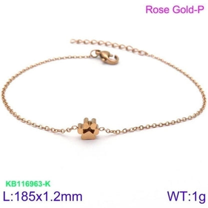 Minimalist Korean Style Animal Paw Print Titanium Steel 18K Gold Plated Plating Bracelets Earrings Necklace