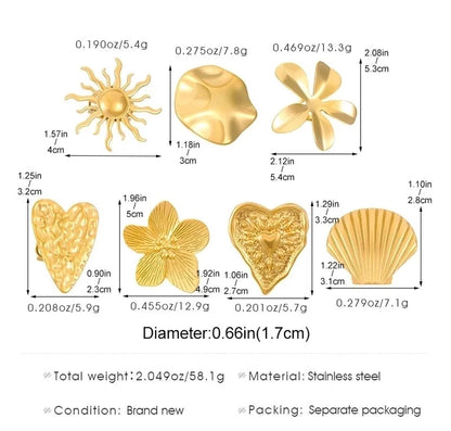 Modern Style Classic Style Flower 304 Stainless Steel Plating Open Rings