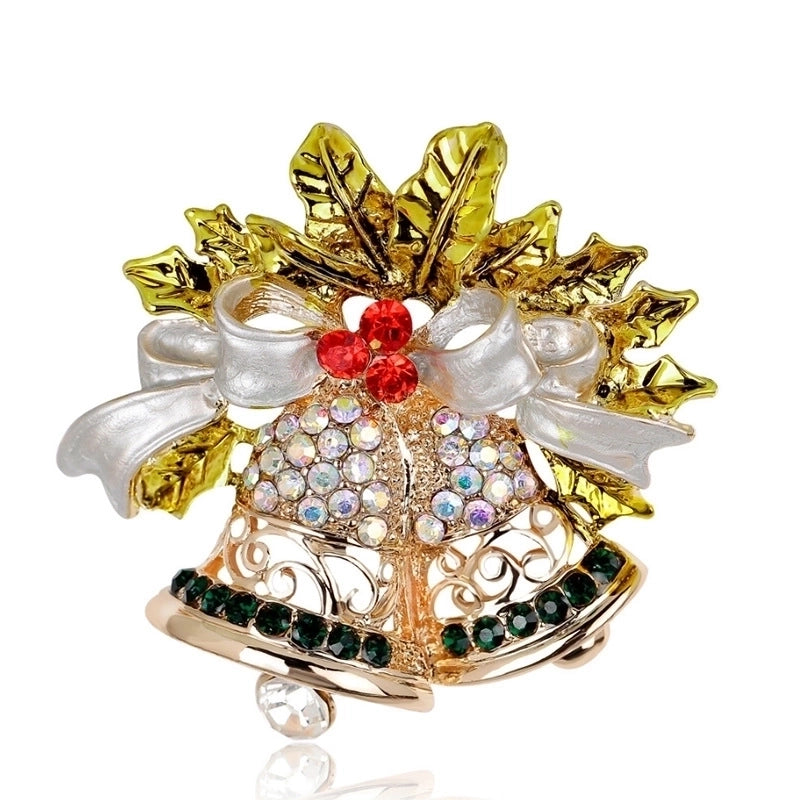 Fashion Pin Santa Claus Star Elk Alloy Plating Rhinestones Women'S Brooches