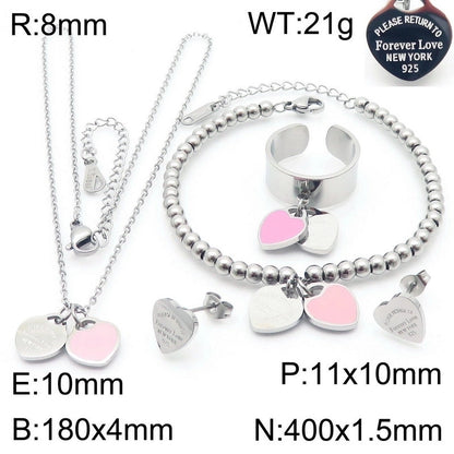 Minimalist Heart Shape 304 Stainless Steel 18K Gold Plated Jewelry Set