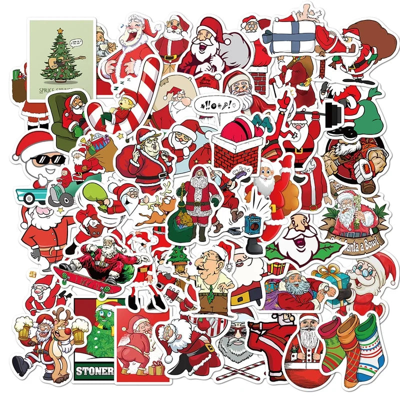 1 Set Santa Claus Christmas Socks Learning Christmas PVC Self-adhesive Cute Stickers