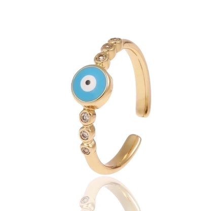 Fashion Enamel Drip Oil Evil Eye Retro Copper Tail Ring