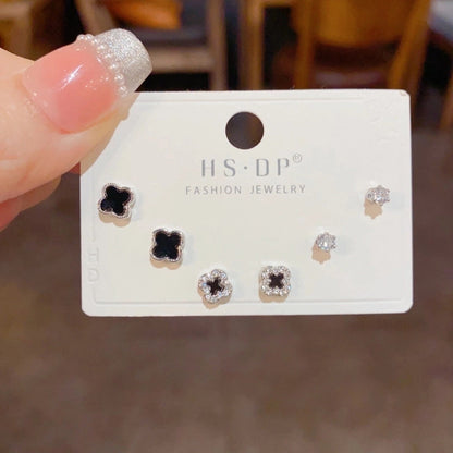 Fashion Geometric Copper Plating Artificial Pearls Zircon Earrings 3 Pairs