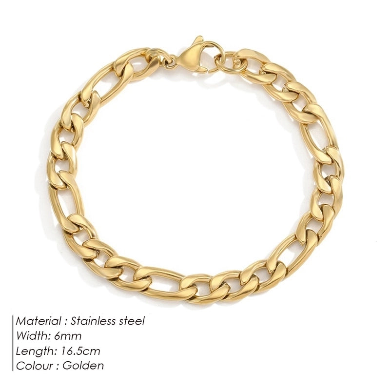 Hip-Hop Geometric 304 Stainless Steel Figaro Chain Bracelets In Bulk