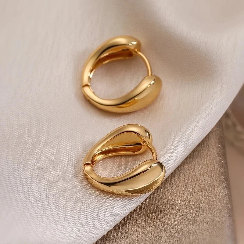 1 Pair Minimalist Commute Geometric Copper 18K Gold Plated Earrings