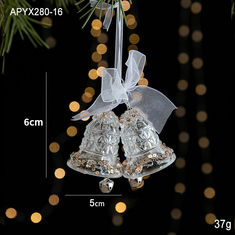 Christmas Ornaments Scene Decoration Supplies Christmas Tree Snowflakes Bells Small Hanging Decorations Crystal Transparent Hanging Ornaments