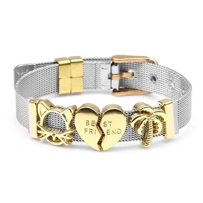 Minimalist Heart Shape Stainless Steel Plating Bangle