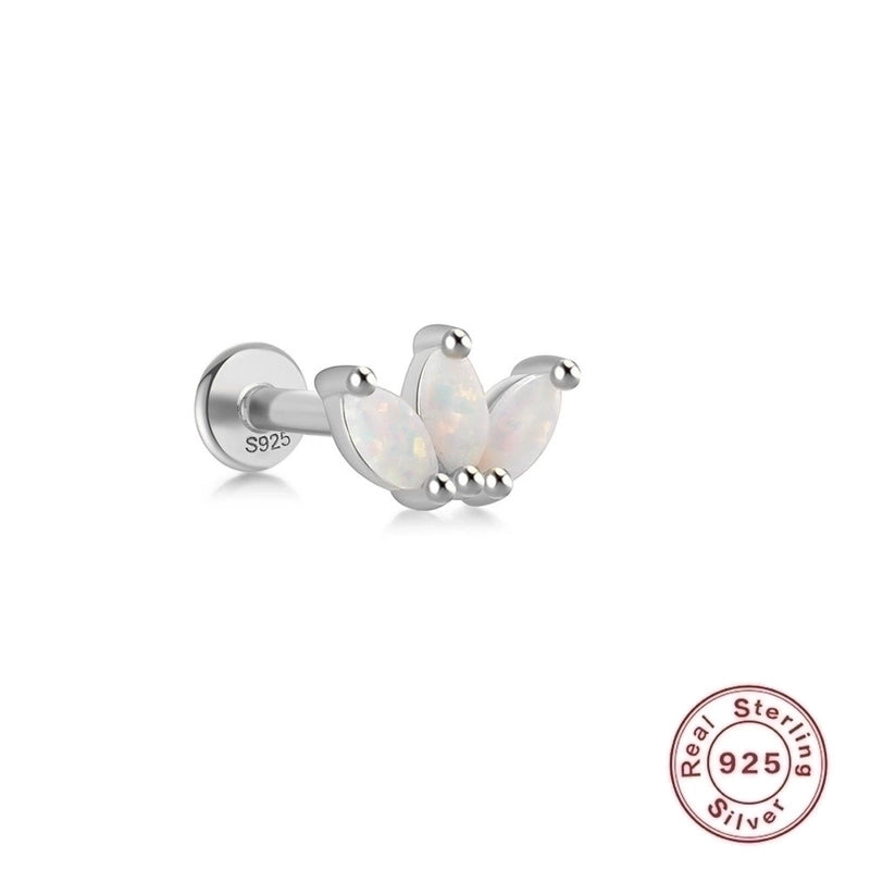 1 Piece Ear Cartilage Rings & Studs Fashion Square Water Droplets Paw Print Silver Inlay Zircon