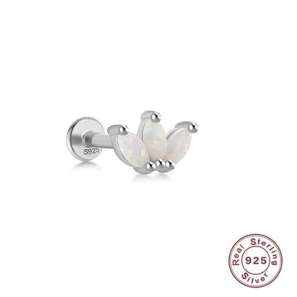1 Piece Ear Cartilage Rings & Studs Fashion Square Water Droplets Paw Print Silver Inlay Zircon