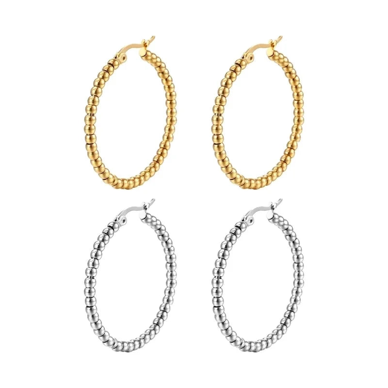 1 Pair Fashion Round Plating 304 Stainless Steel 18K Gold Plated Hoop Earrings