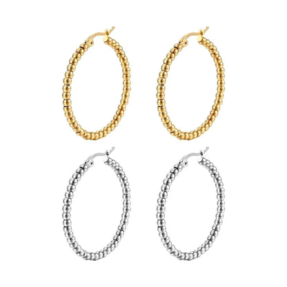 1 Pair Fashion Round Plating 304 Stainless Steel 18K Gold Plated Hoop Earrings