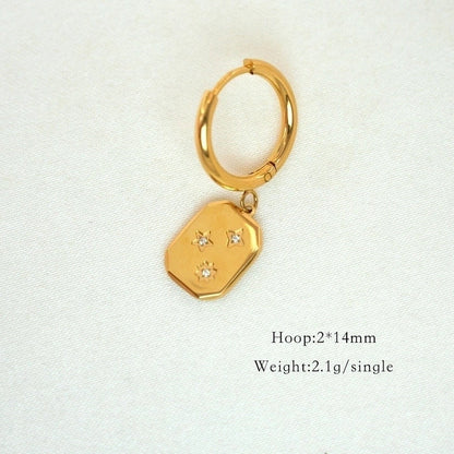 6 Pieces Minimalist Classic Style Solid Color Inlay 304 Stainless Steel Rhinestones Drop Earrings