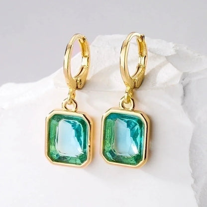 1 Pair Fashion Geometric Plating Copper Zircon 18k Gold Plated Earrings