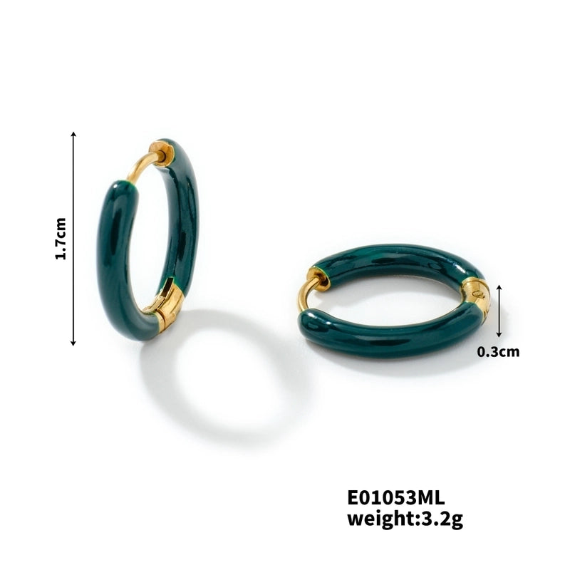 1 Piece Minimalist Artistic Commute Geometric Enamel 304 Stainless Steel Resin K Gold Plated Earrings