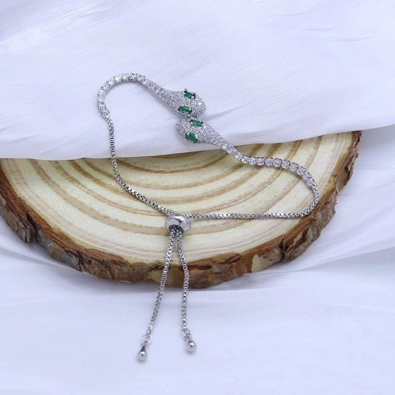 Copper Minimalist Snake Plating Inlay Zircon Bracelets