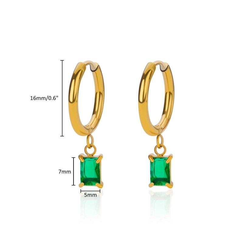 1 Pair Elegant Streetwear Geometric Plating 304 Stainless Steel Zircon Drop Earrings