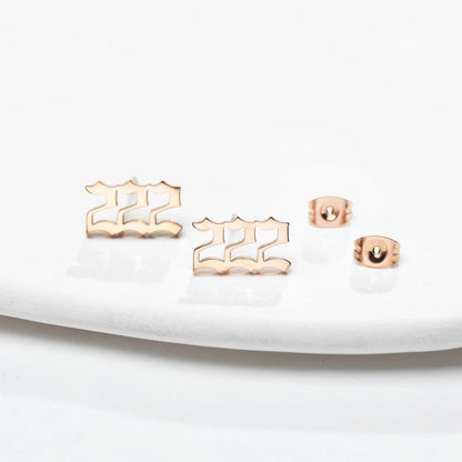 1 Pair Minimalist Number Plating Hollow Out 304 Stainless Steel 18K Gold Plated Ear Studs