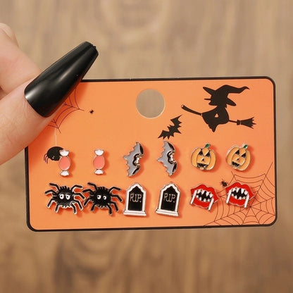 2 Pieces Retro Cartoon Eye Plating Alloy Drop Earrings Ear Studs