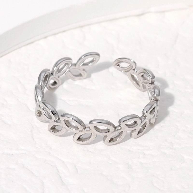 Casual Minimalist Geometric 304 Stainless Steel Hollow Out Inlay Open Rings