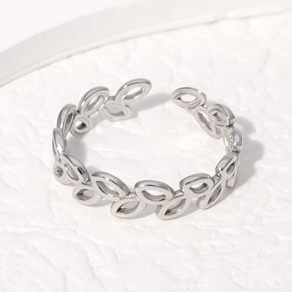 Casual Minimalist Geometric 304 Stainless Steel Hollow Out Inlay Open Rings