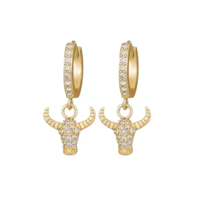 1 Pair Vintage Style Tortoise Moon Bee Plating Inlay Copper Rhinestones 18k Gold Plated Drop Earrings