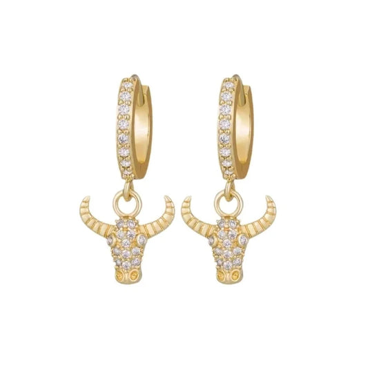 1 Pair Vintage Style Tortoise Moon Bee Plating Inlay Copper Rhinestones 18k Gold Plated Drop Earrings