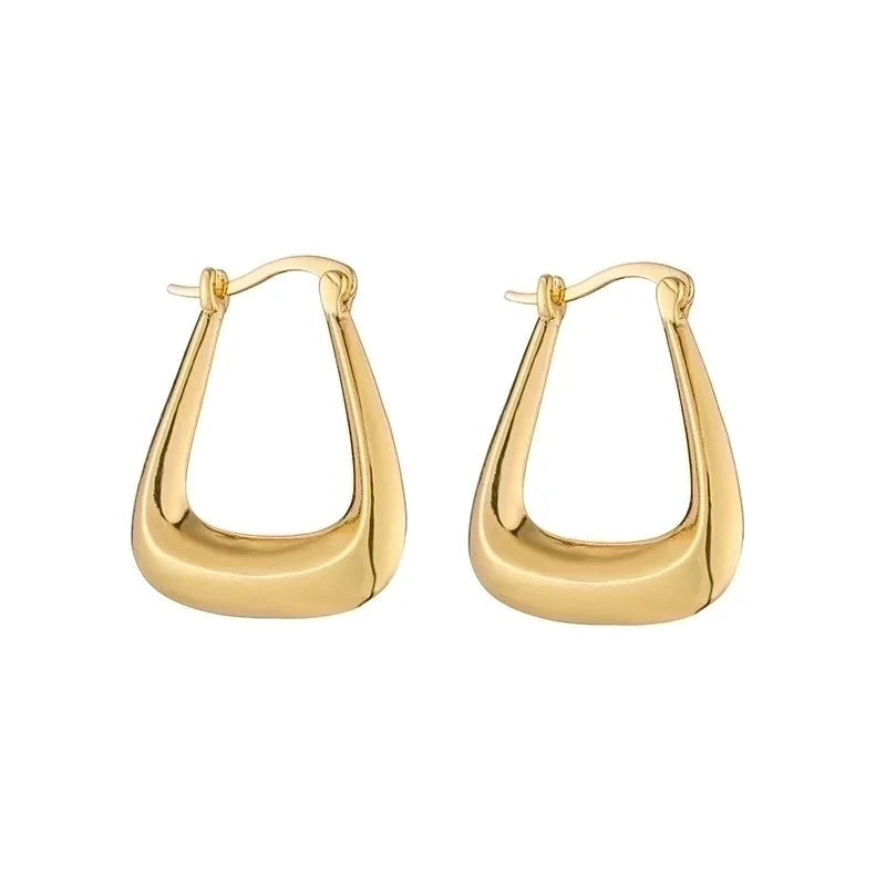 1 Pair Vintage Style Minimalist C Shape Oval Twist Plating Copper 18k Gold Plated Earrings
