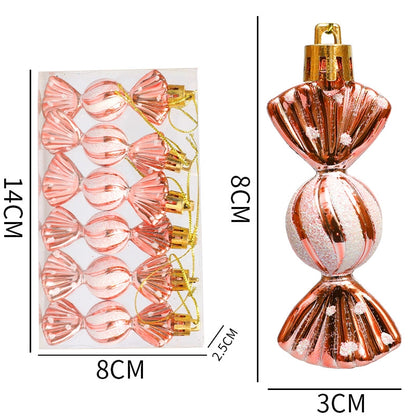 Christmas Mini Round Candy Ornaments Christmas Tree Ornaments Electroplating Plastic Painted Ball Candy Hanging Props