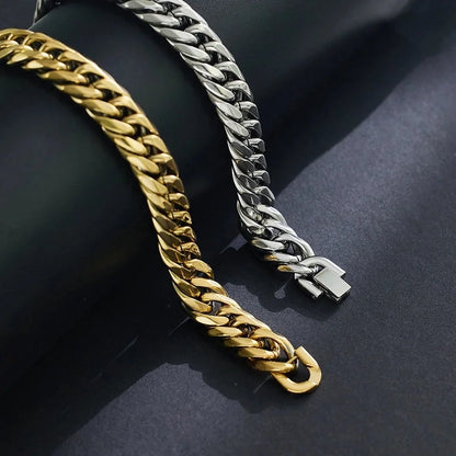 Hip-Hop Punk Geometric 304 Stainless Steel Cuban Link Chain Curb Chain Bracelets In Bulk