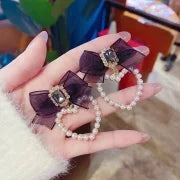 Fashion Heart Shape Copper Pearl Inlay Artificial Gemstones Drop Earrings 1 Pair