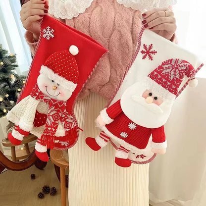New Large Christmas Stockings Gift Bag Santa Claus Decorations Small Pendant Children's Christmas Tree Candy Bag Gift