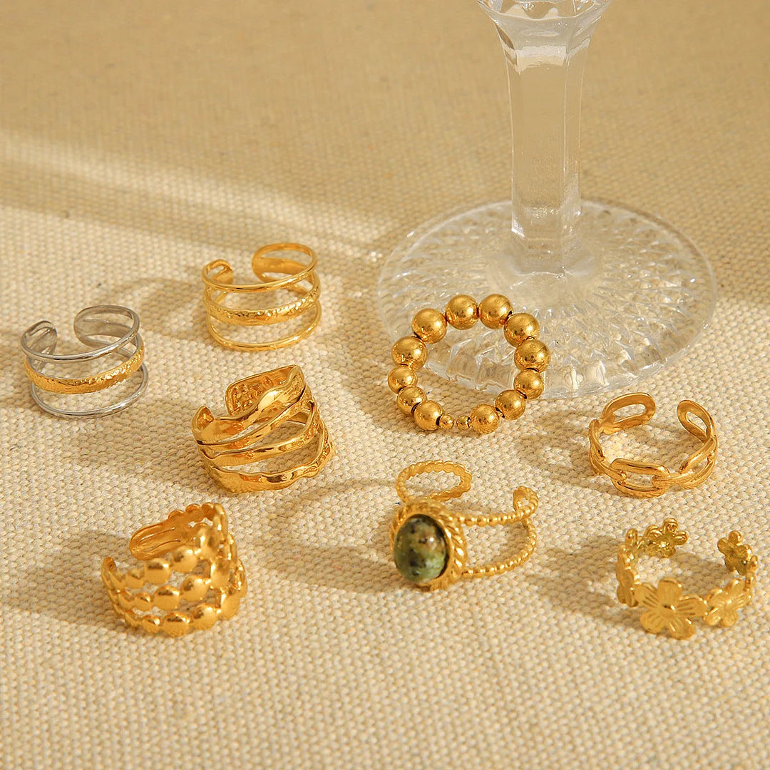 IG Style Ring Stripe Circle Geometric Stainless Steel Electroplating Rings