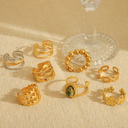 IG Style Ring Stripe Circle Geometric Stainless Steel Electroplating Rings