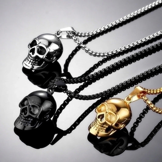 Hip-Hop Punk Streetwear Skull Stainless Steel Alloy Iron Plating Halloween Men'S Pendant Necklace