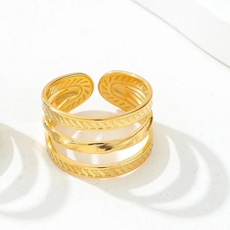 Y2K Exaggerated Geometric Round Dots 304 Stainless Steel 18K Gold Plated Plating Open Rings