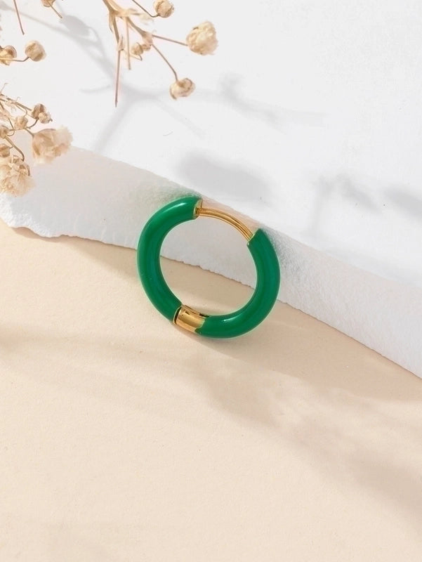 1 Piece Minimalist Solid Color Enamel Stainless Steel Earrings