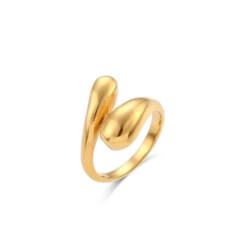 Minimalist Water Droplets 304 Stainless Steel 18K Gold Plated Plating Rings