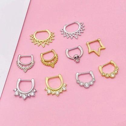 1 Piece Nose Rings & Studs Fashion Crown Skull Stainless Steel Plating Inlay Artificial Gemstones