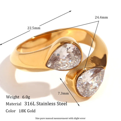 Fashion Niche Circle Geometric Stainless Steel 18K Gold Plated Rings