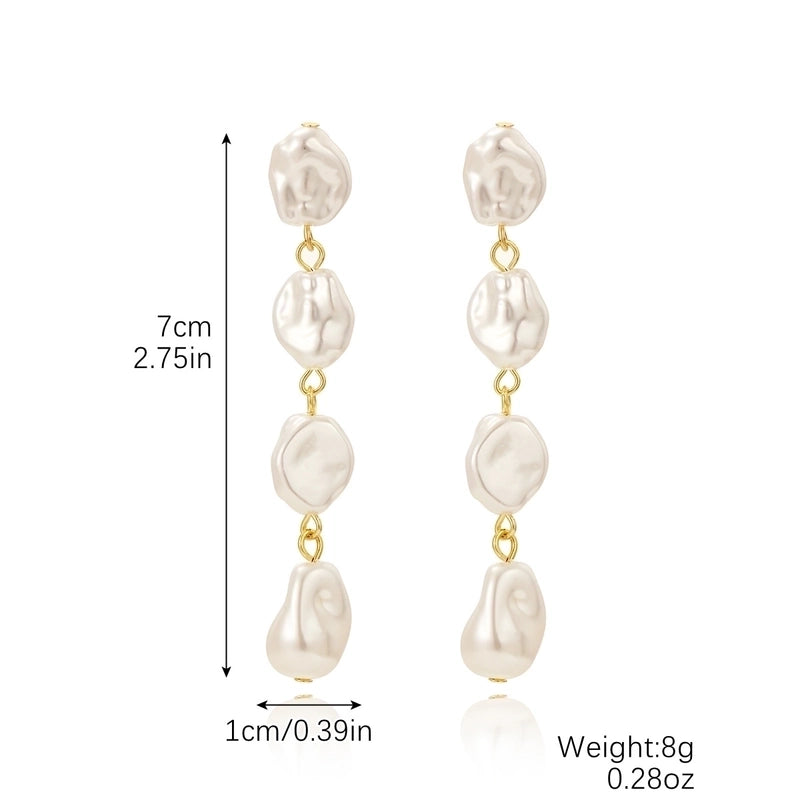 1 Pair Minimalist Geometric Inlay Imitation Pearl Rhinestones Drop Earrings