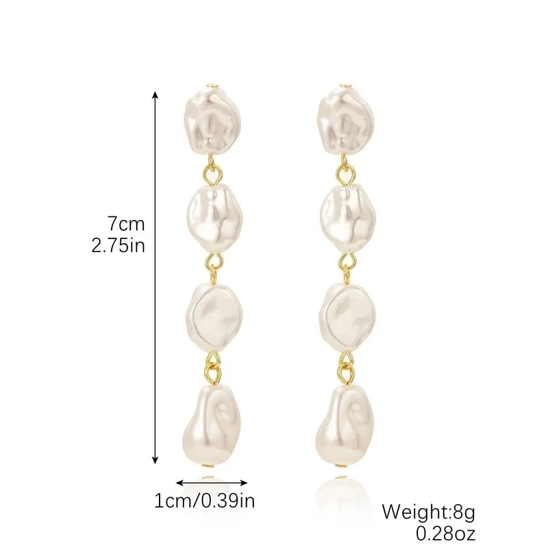 1 Pair Minimalist Geometric Inlay Imitation Pearl Rhinestones Drop Earrings