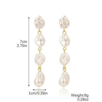 1 Pair Minimalist Geometric Inlay Imitation Pearl Rhinestones Drop Earrings