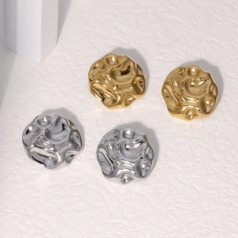 Minimalist Round Geometric Stainless Steel Electroplating Stud Earrings